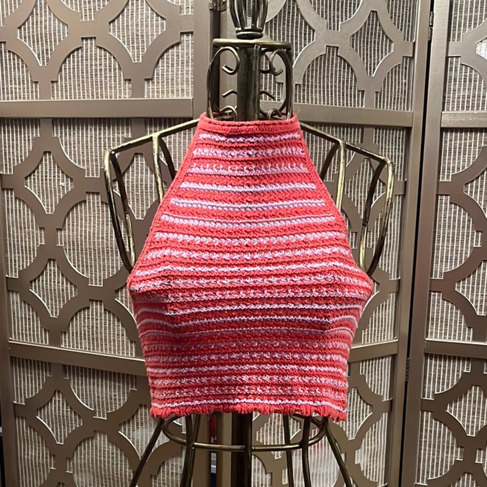 Striped Pink and White Halter Top